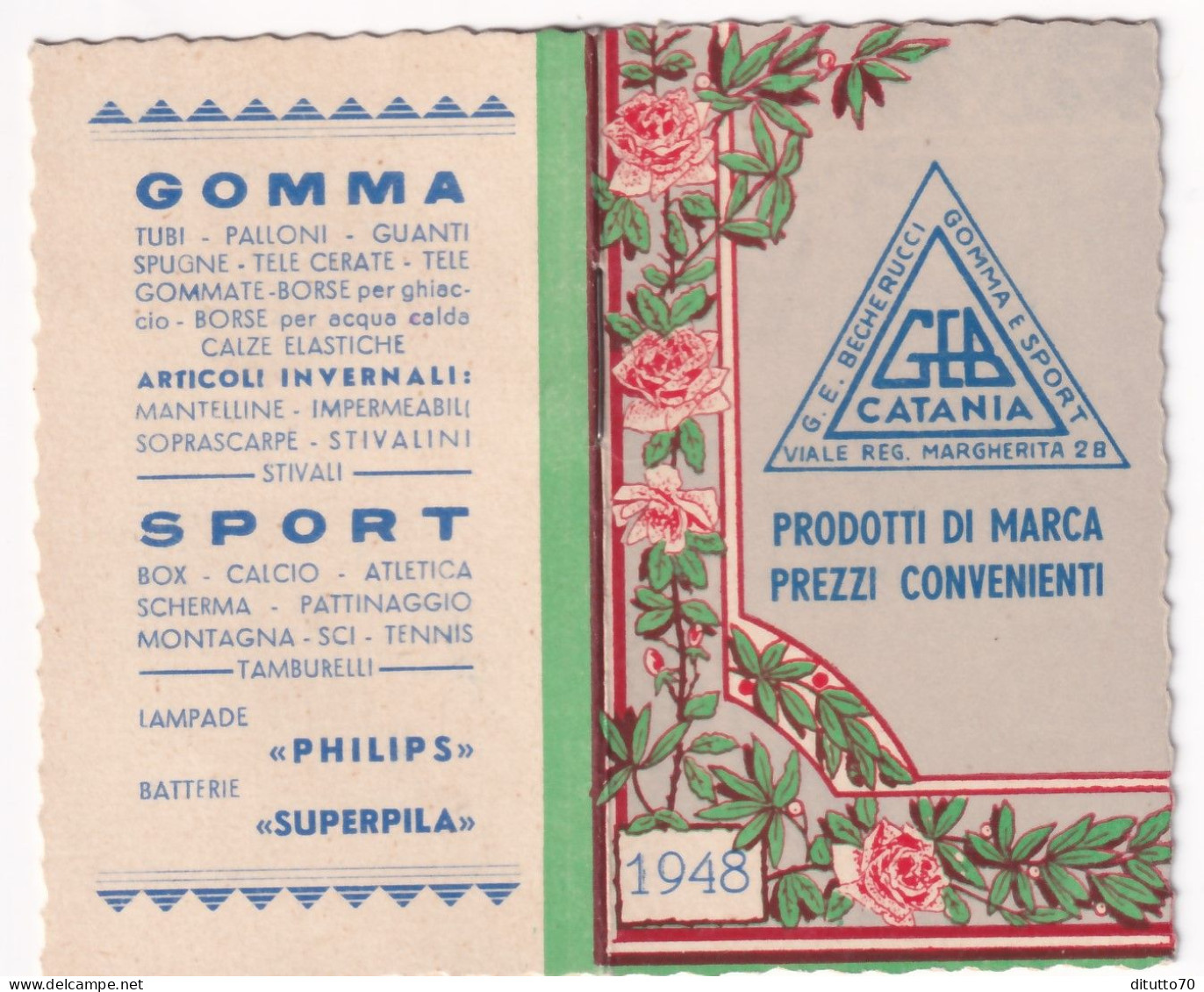 Calendarietto - G.e.becheruci - Gomma E Sport - Anno 1948 - Petit Format : 1941-60