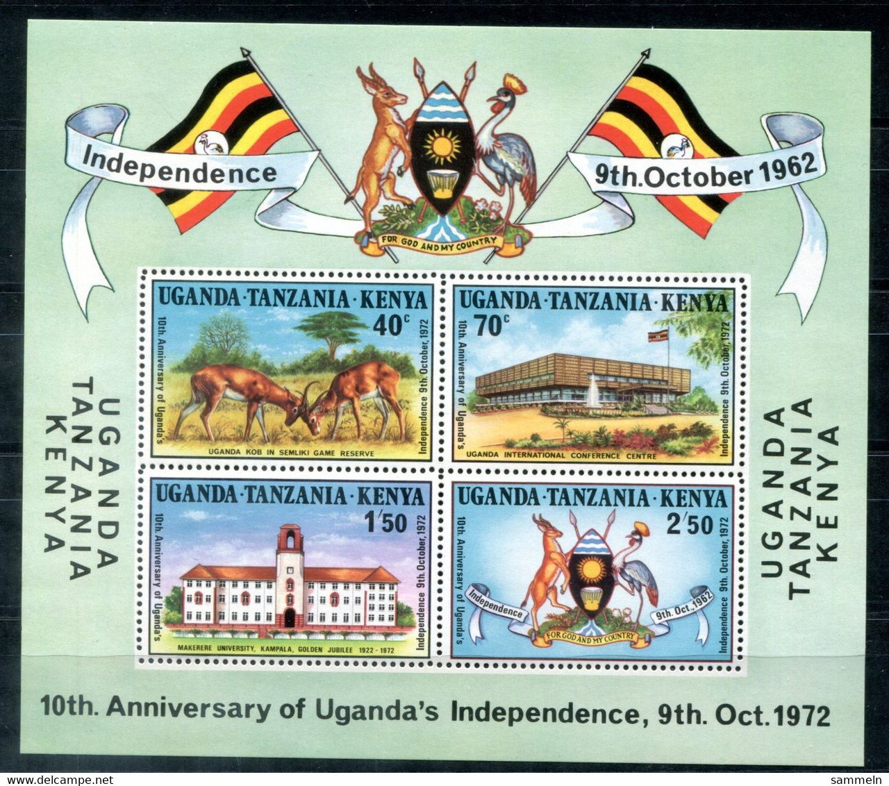 OSTAFRIKANISCHE GEMEINSCHAFT Block 3, Bl.3 Mnh - Tiere, Flaggen, Animals, Flags, Animaux - UGANDA / TANZANIA / KENYA - Kenya, Uganda & Tanganyika