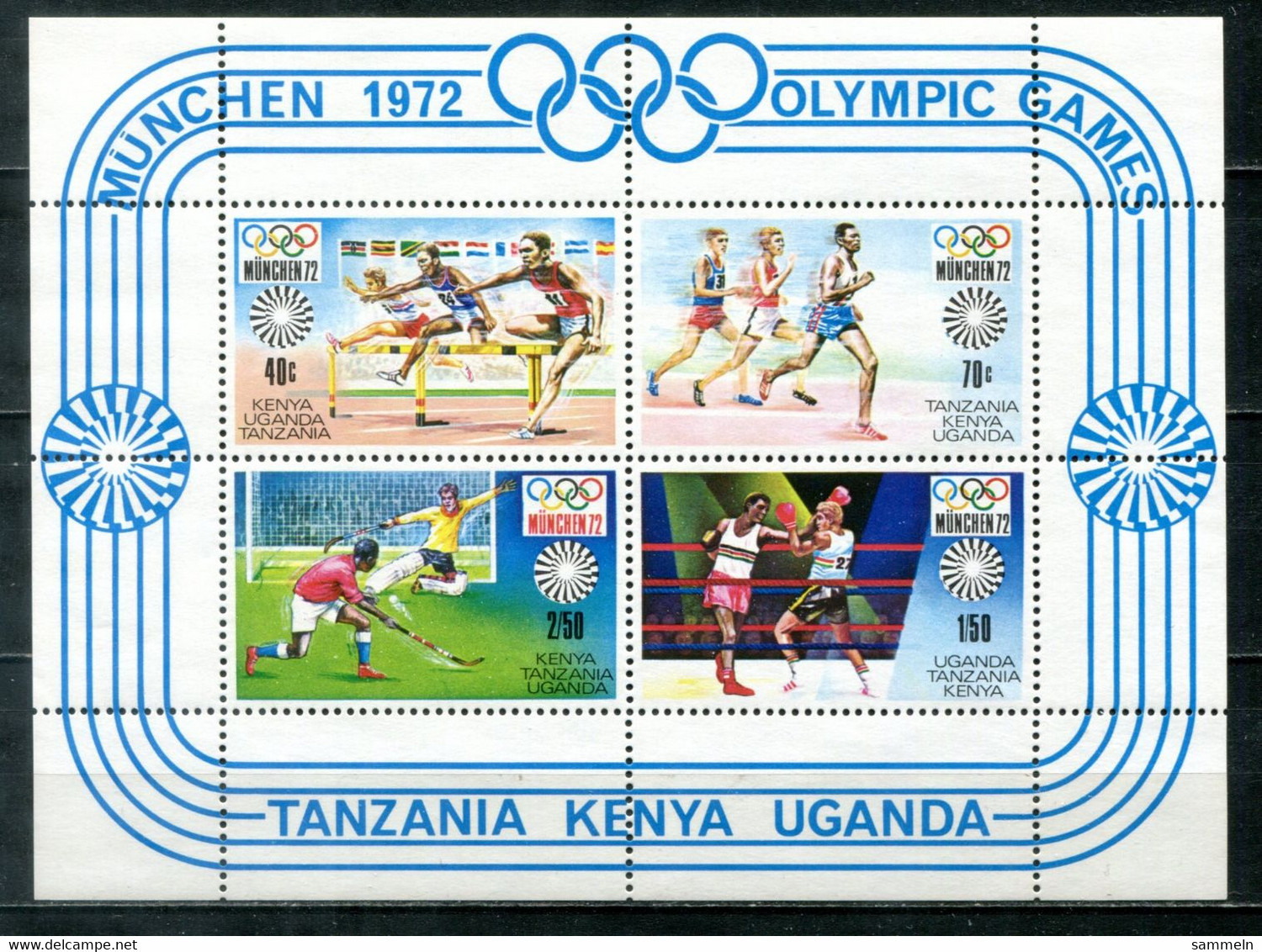 OSTAFRIKANISCHE GEMEINSCHAFT Block 2 Mnh - Olympia, Olympics, Hockey, Boxen, Hurdles - UGANDA / TANZANIA / KENYA - Kenya, Uganda & Tanganyika