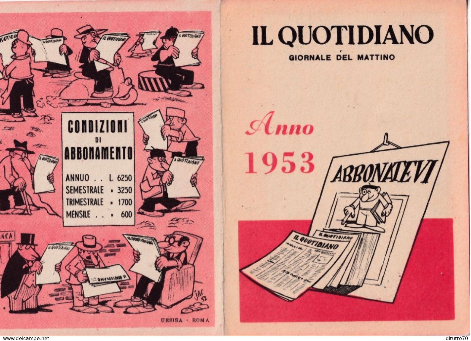 Calendarietto - Il Quotidiano Giornale Del Mattino - Anno 1953 - Petit Format : 1941-60