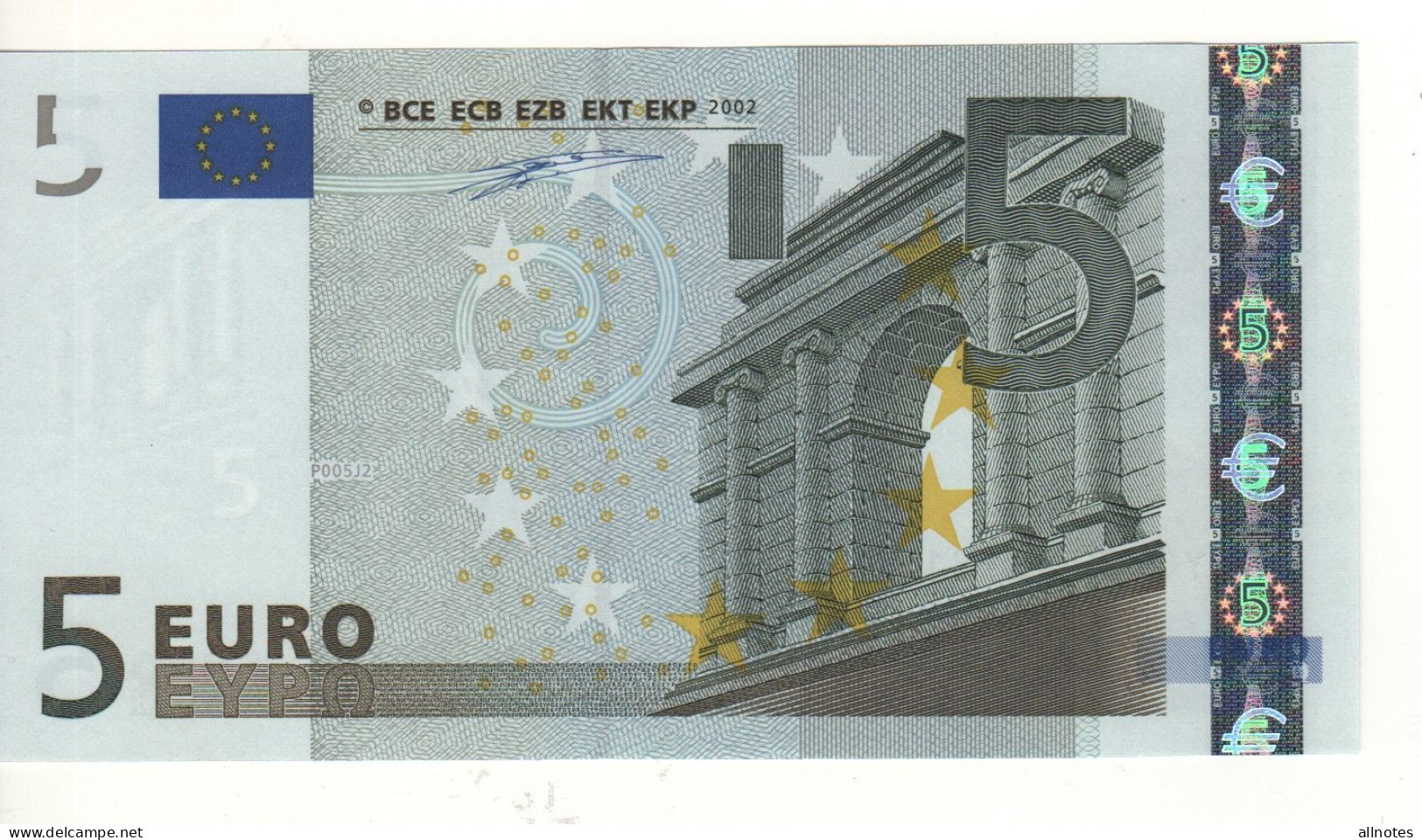 5 EURO  "Y"  GREECE    Firma Duisenberg     P 005 J2   /  FDS - UNC - 5 Euro