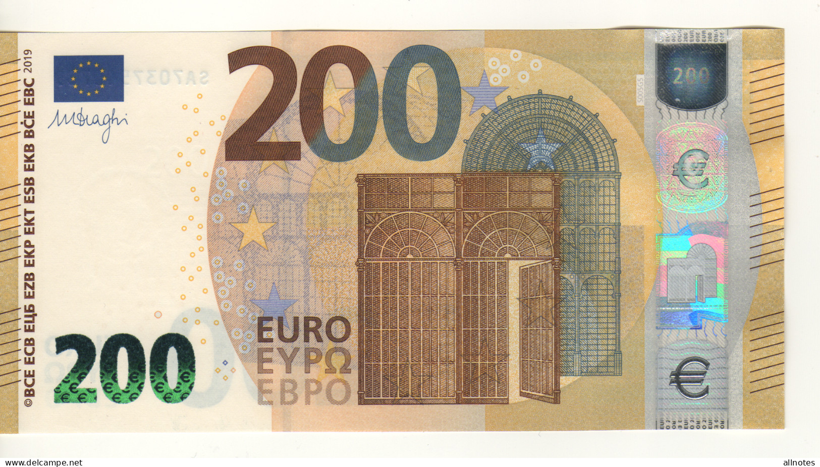 200 EURO    ITALY    Firma DRAGHI   S 005 G5   SA7037540789  /  FDS - UNC - 200 Euro