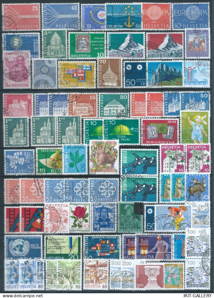 Switzerland-Schweiz-Suisse,HELVETIA,Mixed Lot Of 170 Stamps, Including Duplicates And Obliterated,2 Pages Of Photos. - Collections