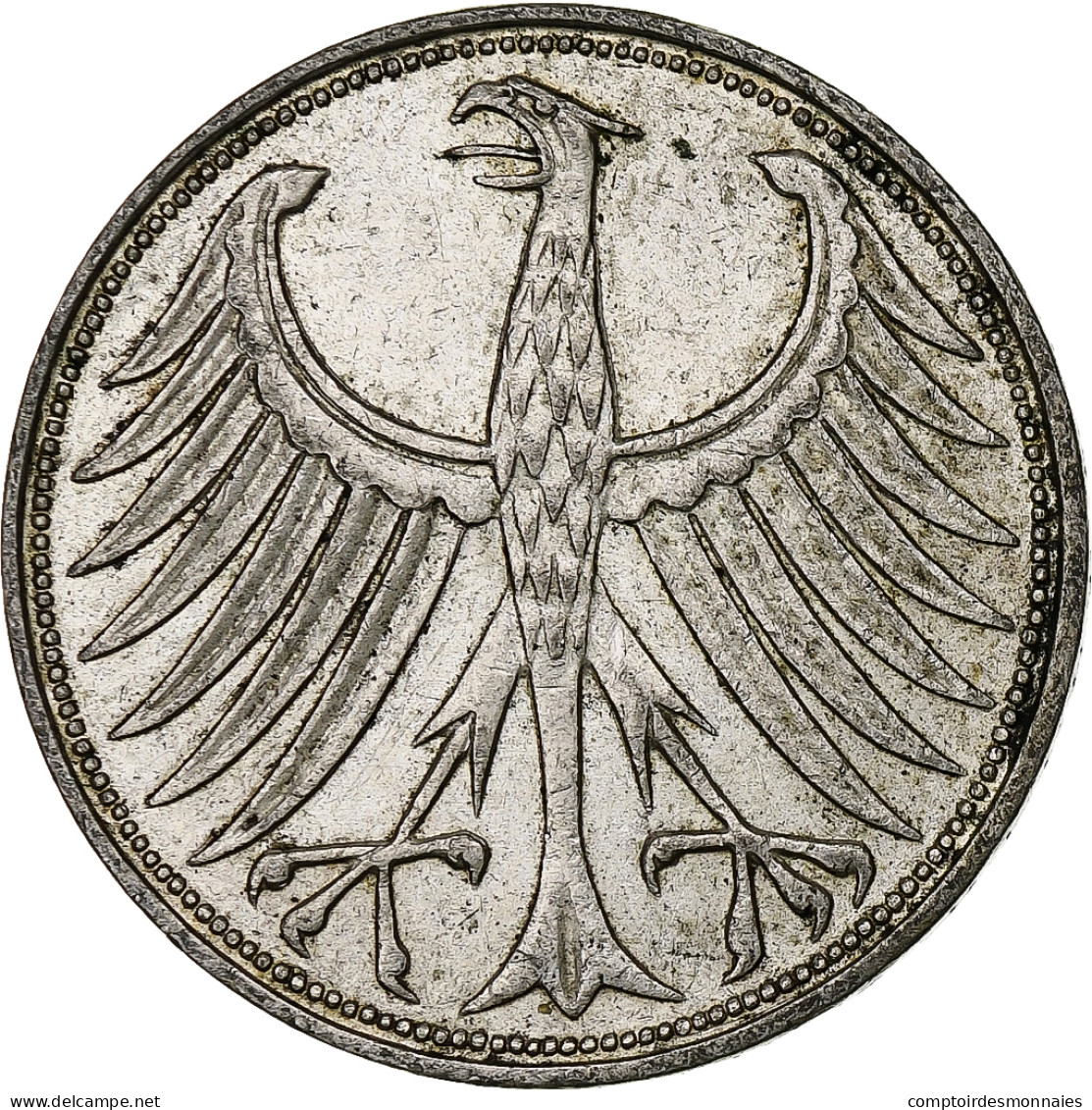 Monnaie, République Fédérale Allemande, 5 Mark, 1969, Hambourg, TTB+, Argent - 5 Mark