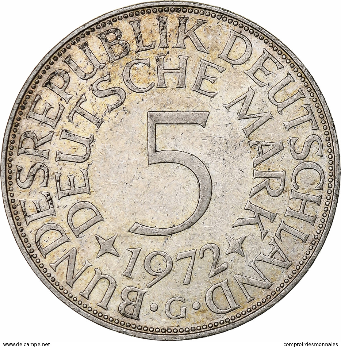 République Fédérale Allemande, 5 Mark, 1972, Karlsruhe, Argent, TTB, KM:112.1 - 5 Mark