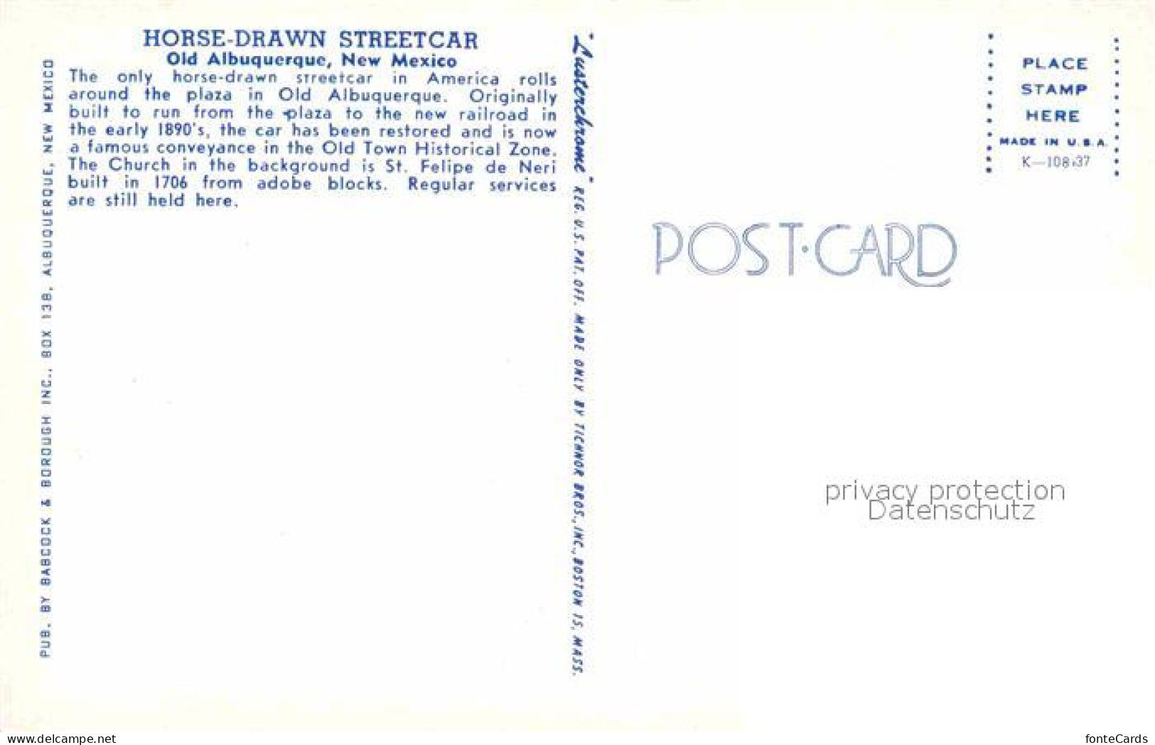 72759525 Albuquerque Horse Drawn Streetcar  - Other & Unclassified