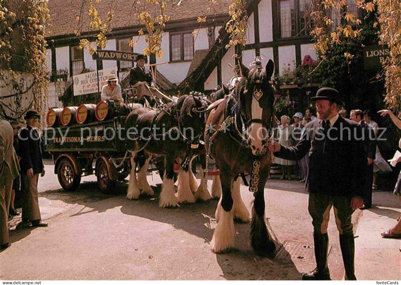 72750061 Salisbury Wiltshire Red Lion Hotel Dray Horses Delivering Beer Salisbur - Otros & Sin Clasificación