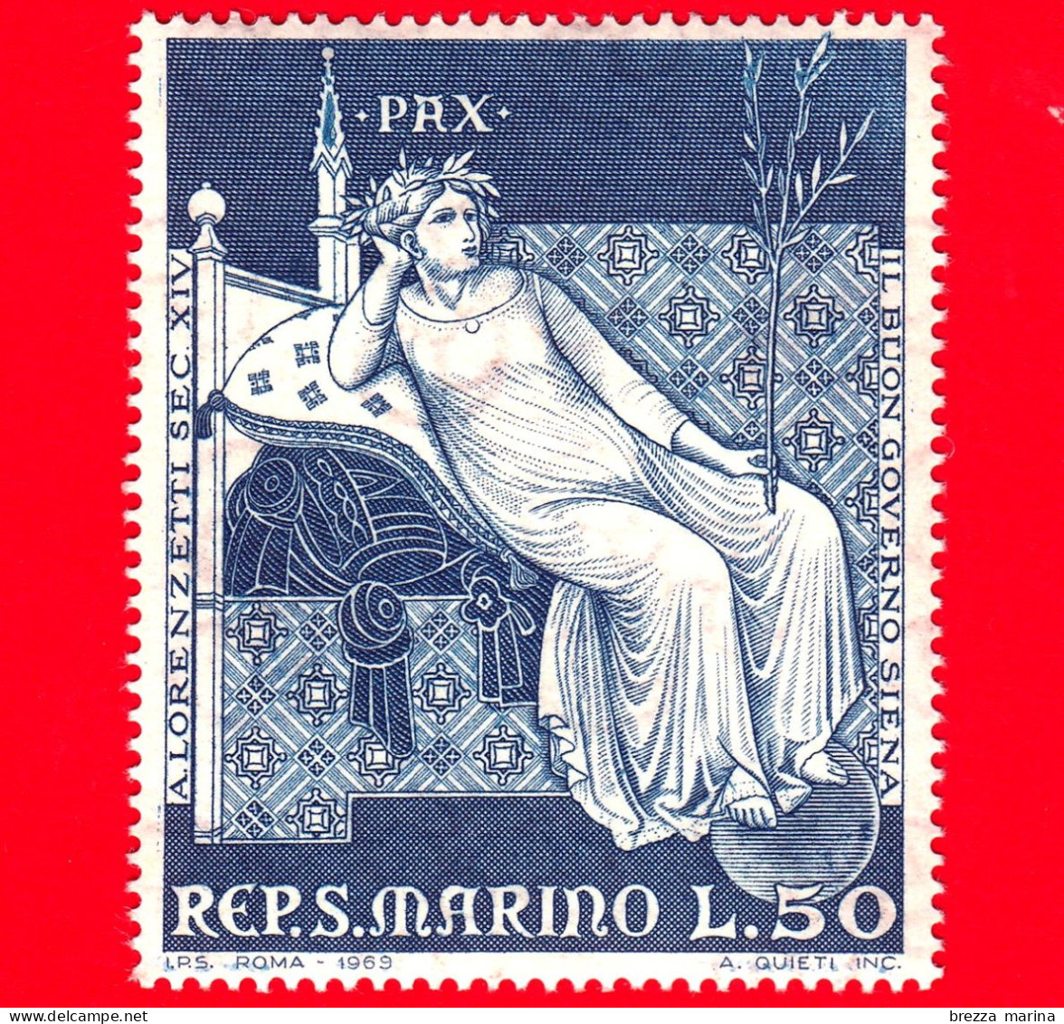 Nuovo - MNH - SAN MARINO - 1969 - Il Buon Governo, La Pace - Ambrogio Lorenzetti - 50 - Neufs