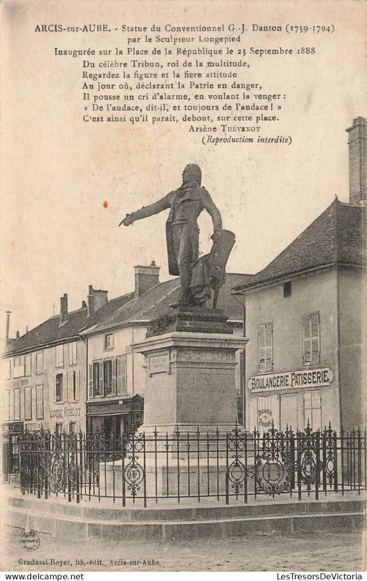 FRANCE - Arcis Sur Aube - Statue Du Conventionnel G J Danton (1759-1794) Par Longepied - Carte Postale Ancienne - Arcis Sur Aube