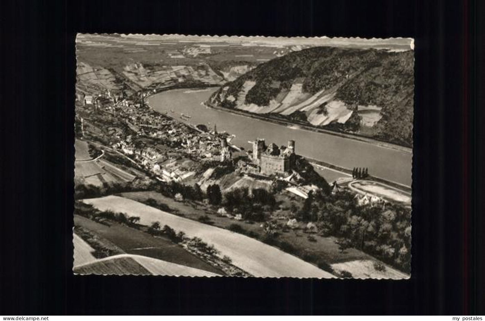 41535548 Oberwesel Rhein Mit Ruine Schoenberg Fliegeraufnahme Kupfertiefdruck Ob - Oberwesel