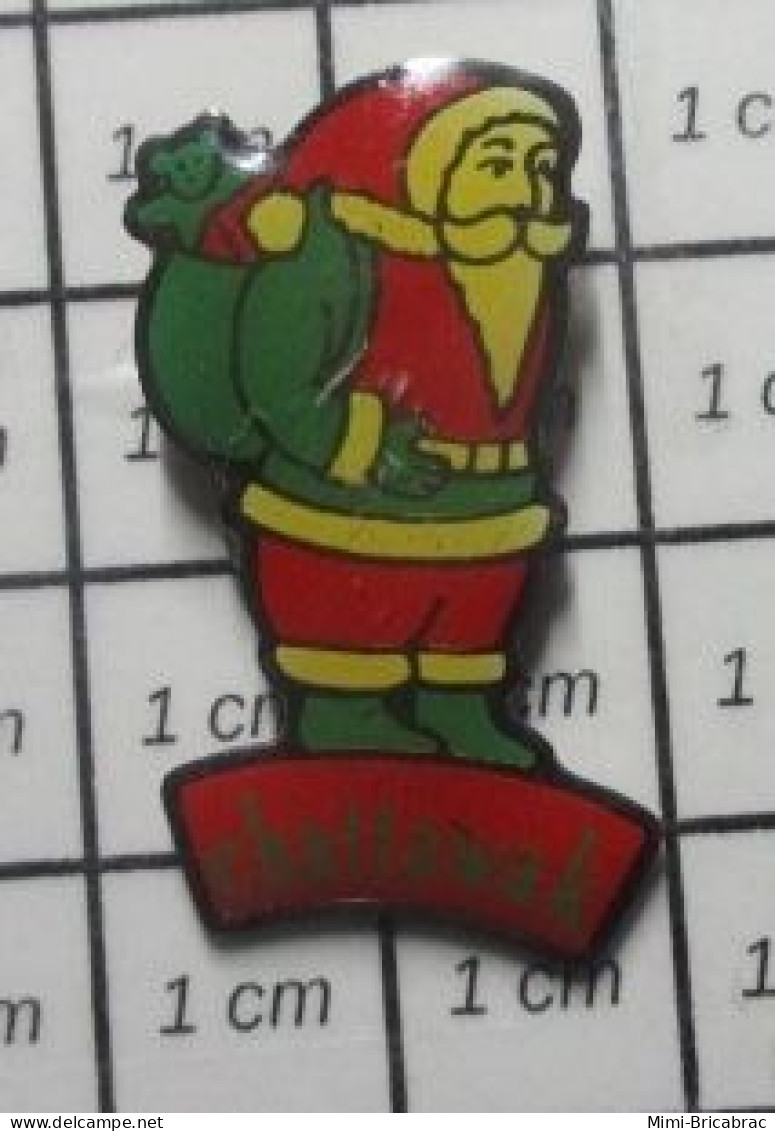 2922 Pin's Pins / Beau Et Rare : PERE NOEL CHATTAWAK AVEC HOTTE DE CADEAUX - Navidad