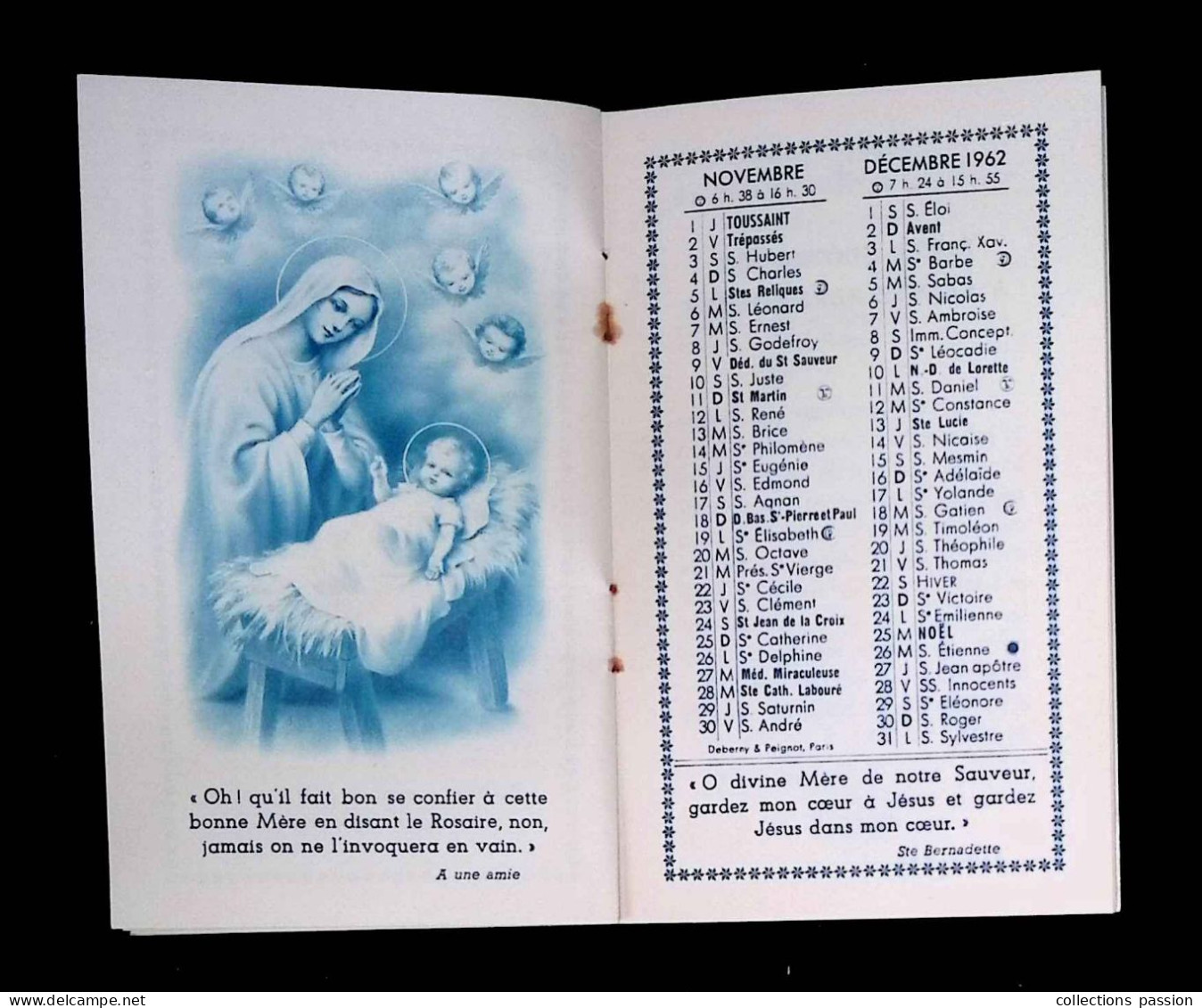 Calendrier Bernadette 1962, Carnet, Maison Mère Des Soeurs De La Charité, 58, Nevers, 16 Pages, 4 Scans, Frais Fr 2.25 E - Kleinformat : 1961-70