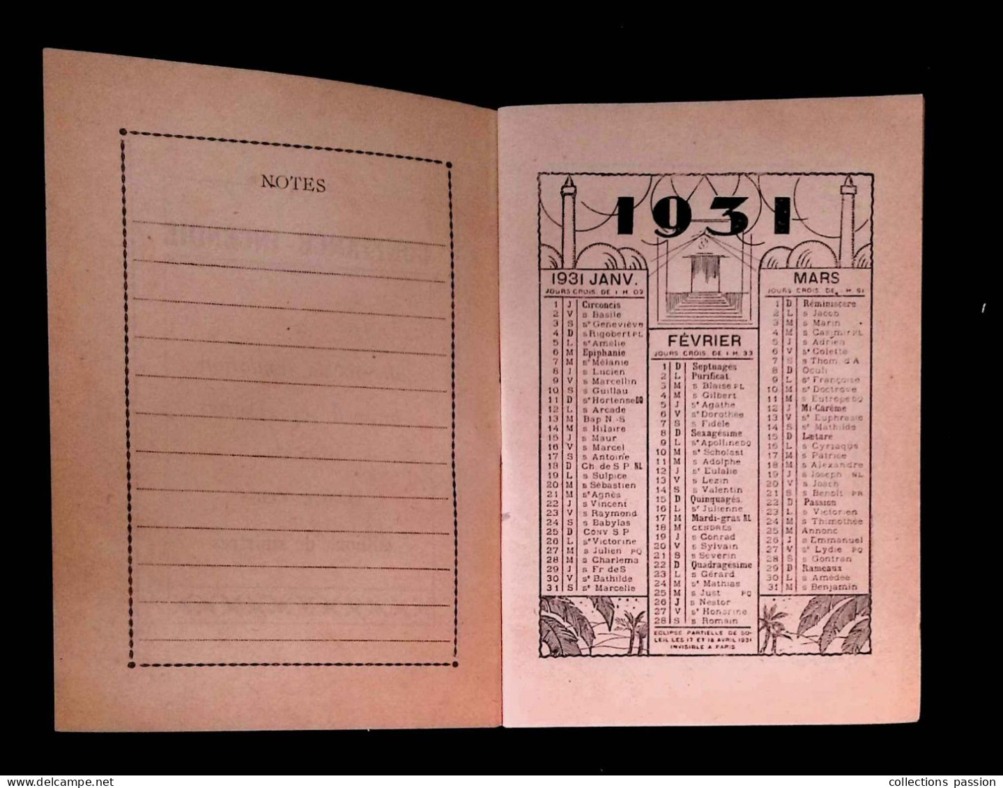 Calendrier, Carnet, Compagnie D'assurance La Confiance, Grêle, Incendie, 1931, 63 Pages, 4 Scans, Frais Fr 3.35 E - Tamaño Pequeño : 1921-40