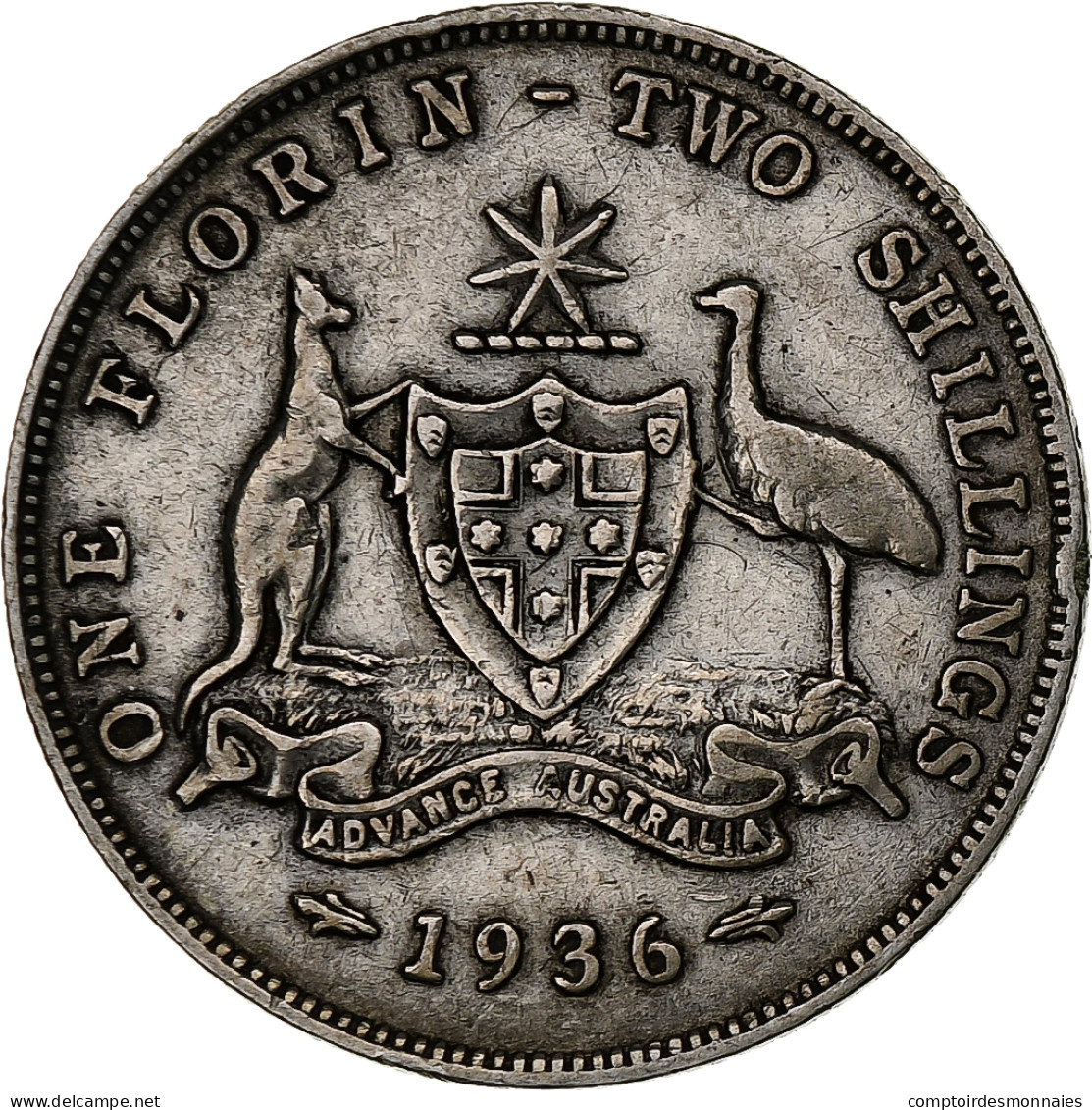 Australie, George V, Florin, 1936, Melbourne, Argent, TTB, KM:27 - Florin