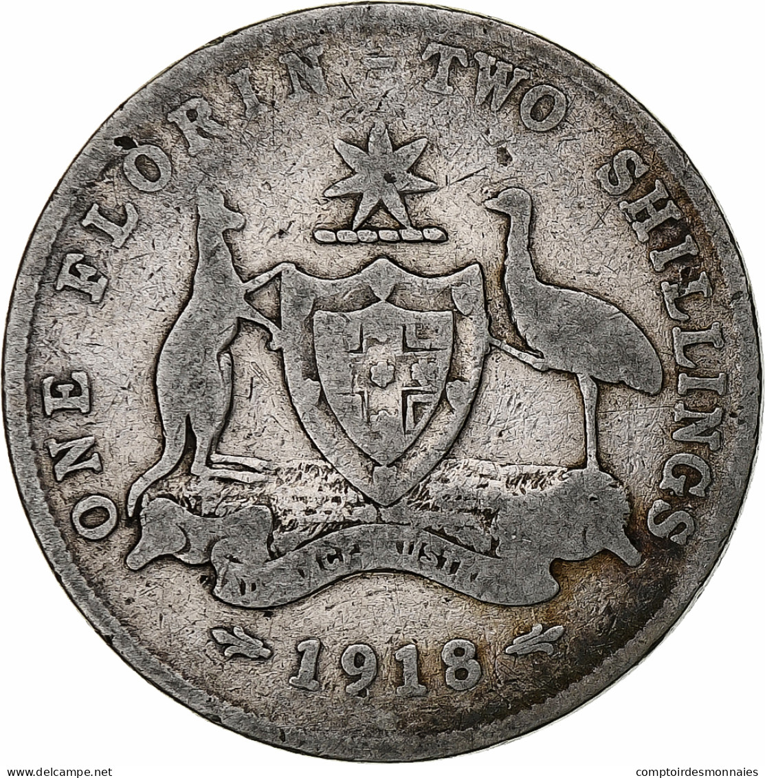 Australie, George V, Florin, 1918, Melbourne, Argent, TB, KM:27 - Florin