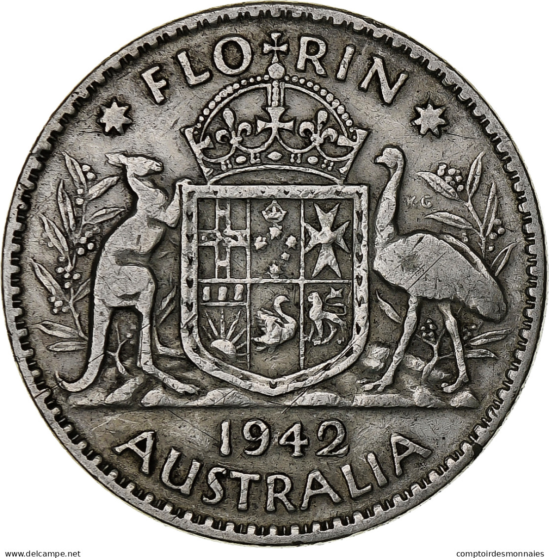 Australie, George VI, Florin, 1942, Melbourne, Argent, TTB, KM:40 - Florin