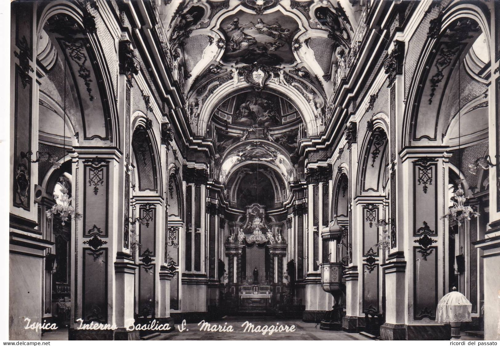 Cartolina Ispica ( Ragusa ) Interno Basilica S. Maria Maggiore - Ragusa