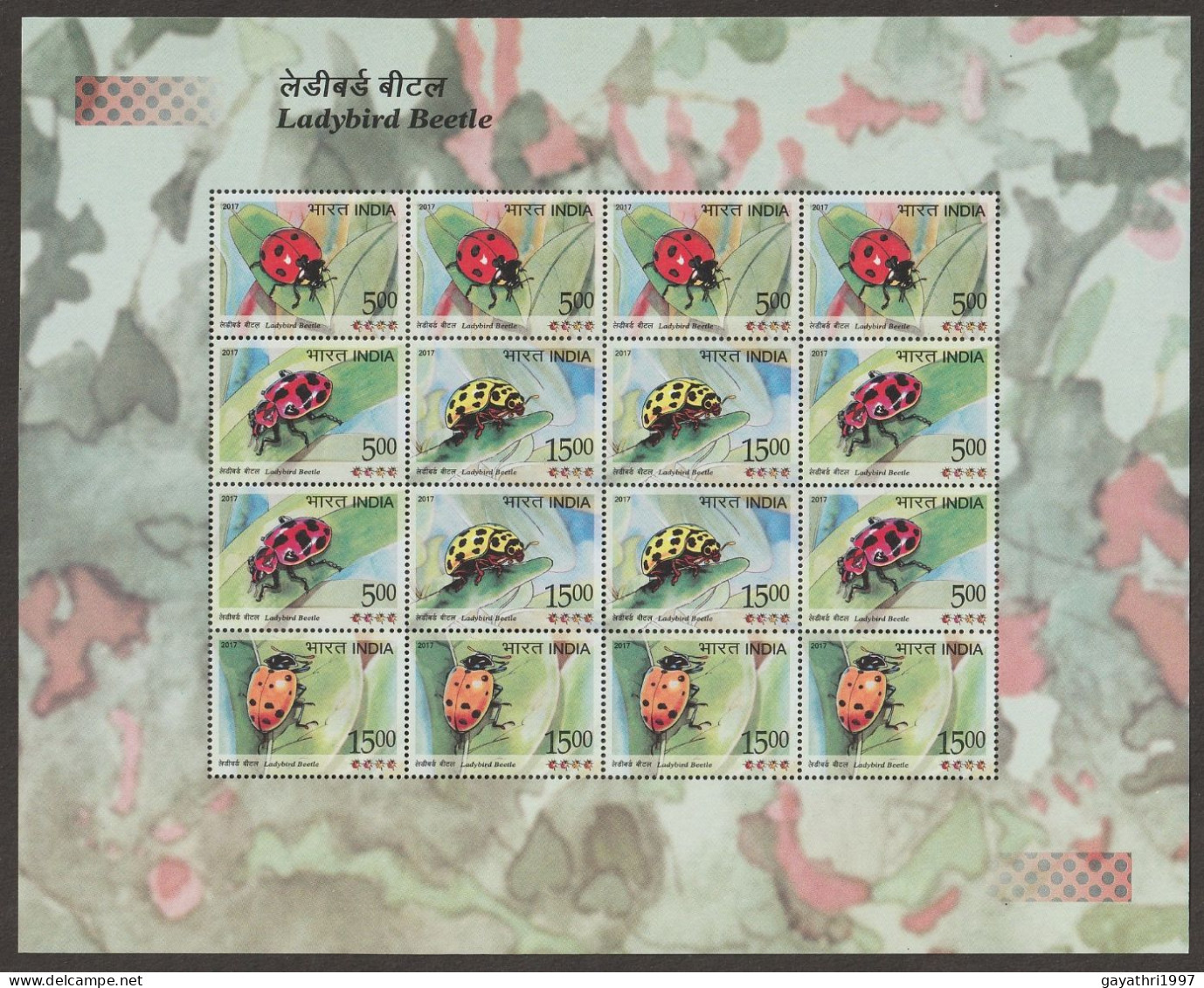 India 2017 Ladybird Beetles MINT SHEETLET Good Condition (SL-137) - Unused Stamps