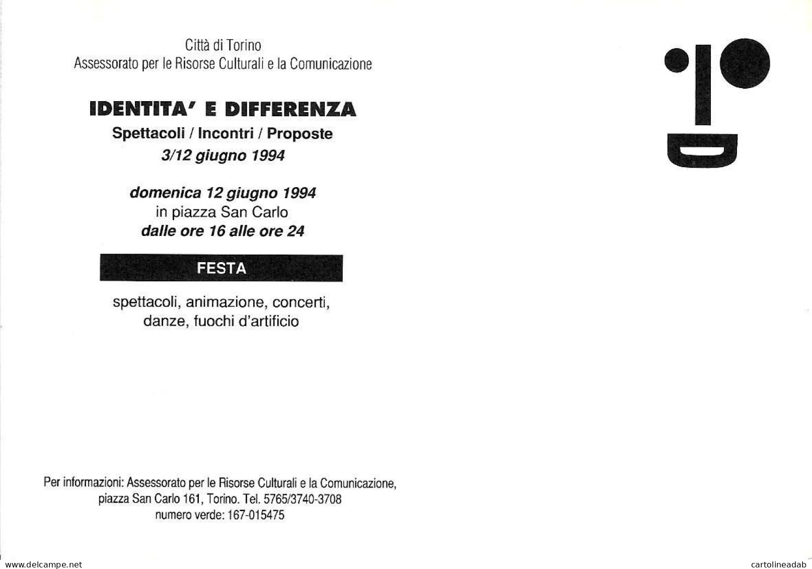 [MD8588] CPM - TORINO - IDENTITA' E DIFFERENZA - PERFETTA - Non Viaggiata - Exhibitions