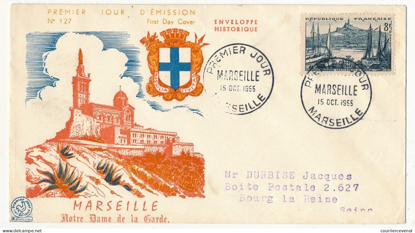 FRANCE - Env. FDC - 8F Vieux Port De MARSEILLE - 15 Octobre 1955 - 1950-1959