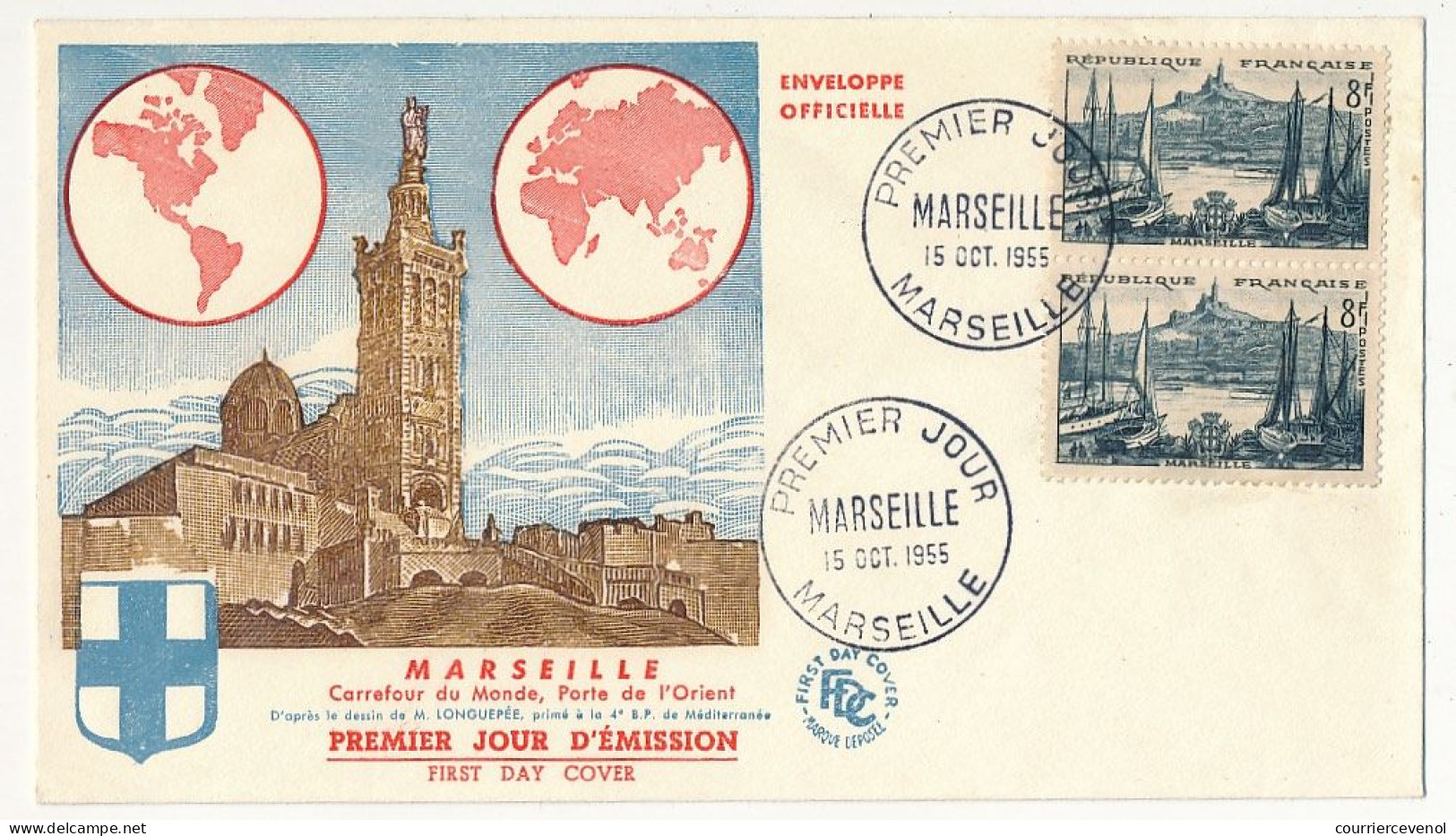 FRANCE - Env. FDC - 8F Vieux Port De MARSEILLE - 15 Octobre 1955 - 1950-1959