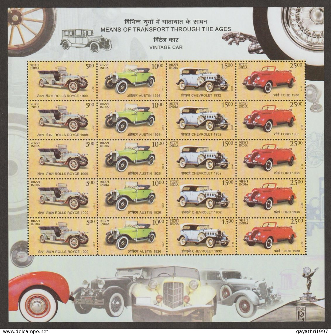 India 2017 Means Of Transport Through The Ages MINT SHEETLET Good Condition (SL-144) - Unused Stamps