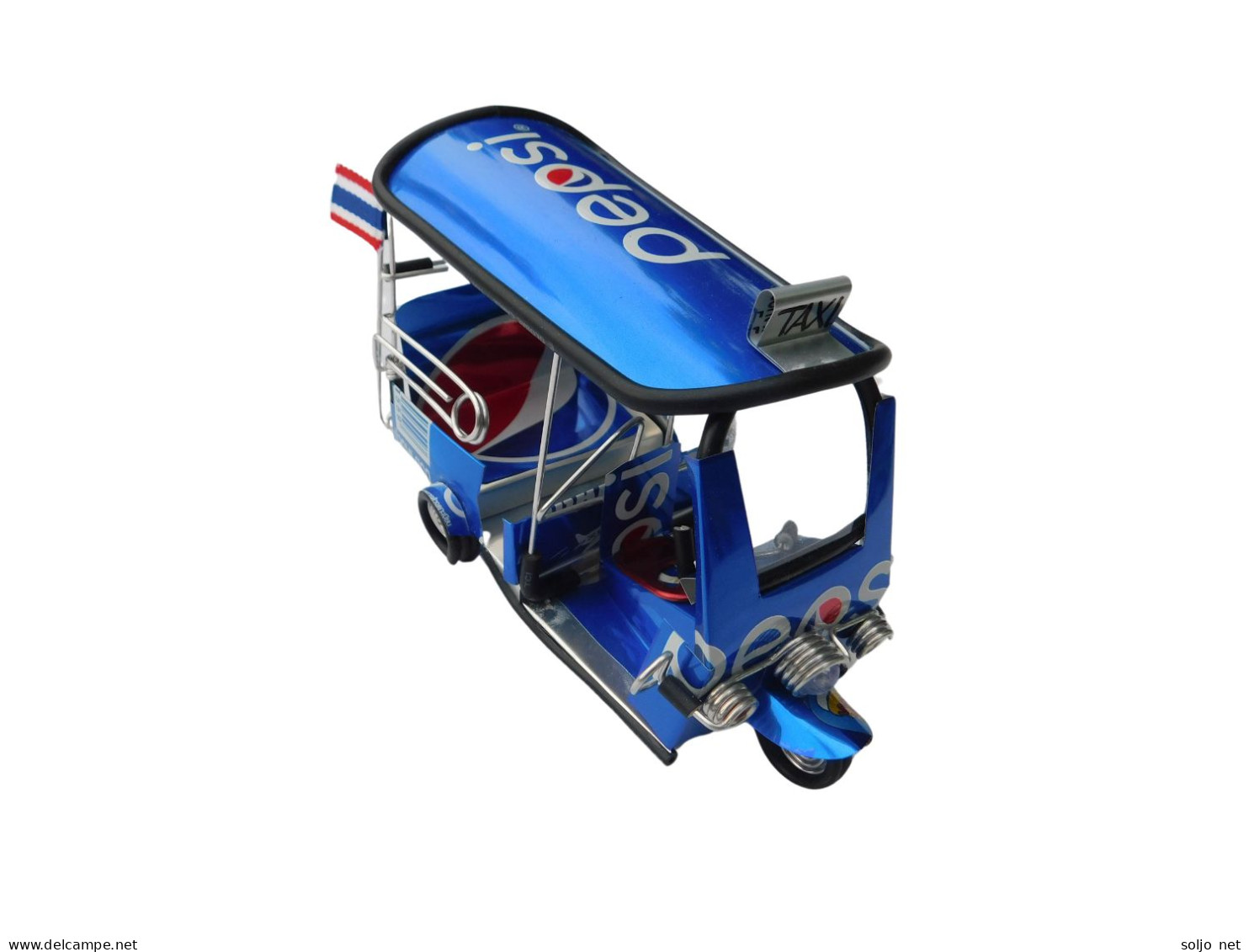*** Pepsi *** Detailgetreue Handgefertigte Nachbildung: TUK TUK Taxi Aus Thailand - 14x7x6 Cm - Motos