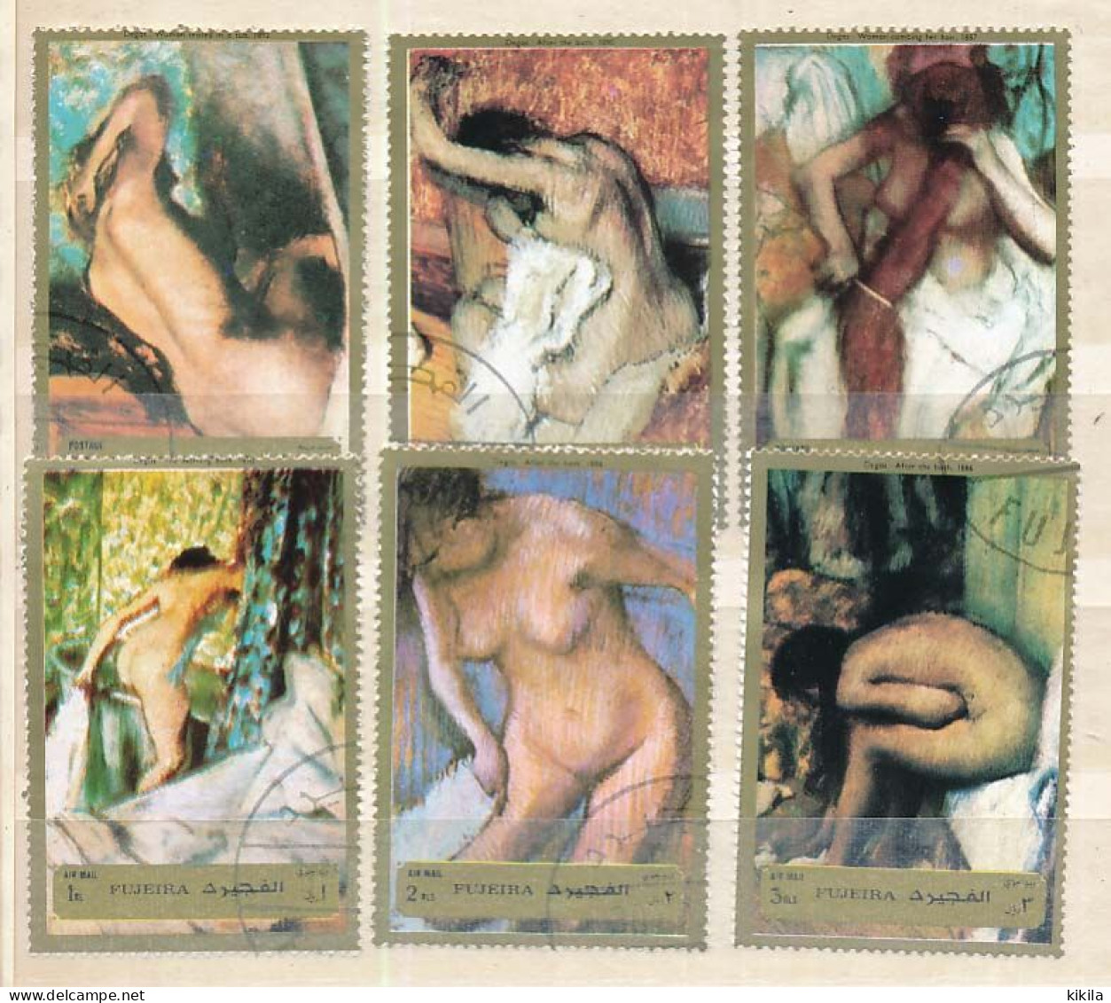 6 Timbres Oblitérés FUJEIRA II-3 Peintures, Tableaux De DEGAS  Femmes Nues - Desnudos