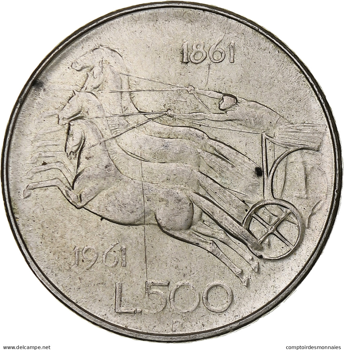 Italie, 500 Lire, 1961, Rome, Argent, TTB+, KM:99 - 500 Liras