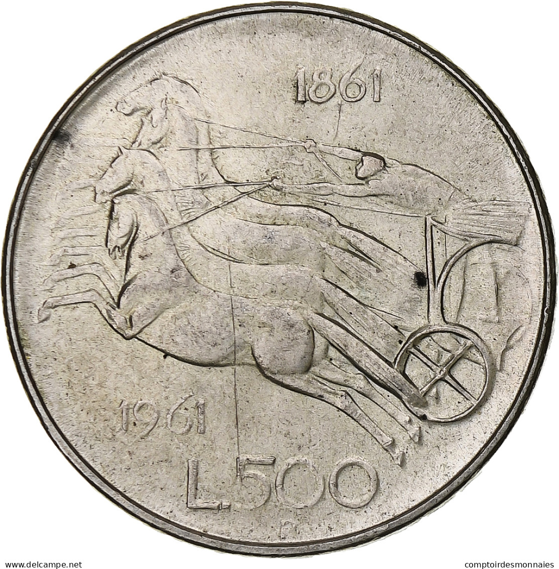 Italie, 500 Lire, 1961, Rome, Argent, TTB+, KM:99 - 500 Lire