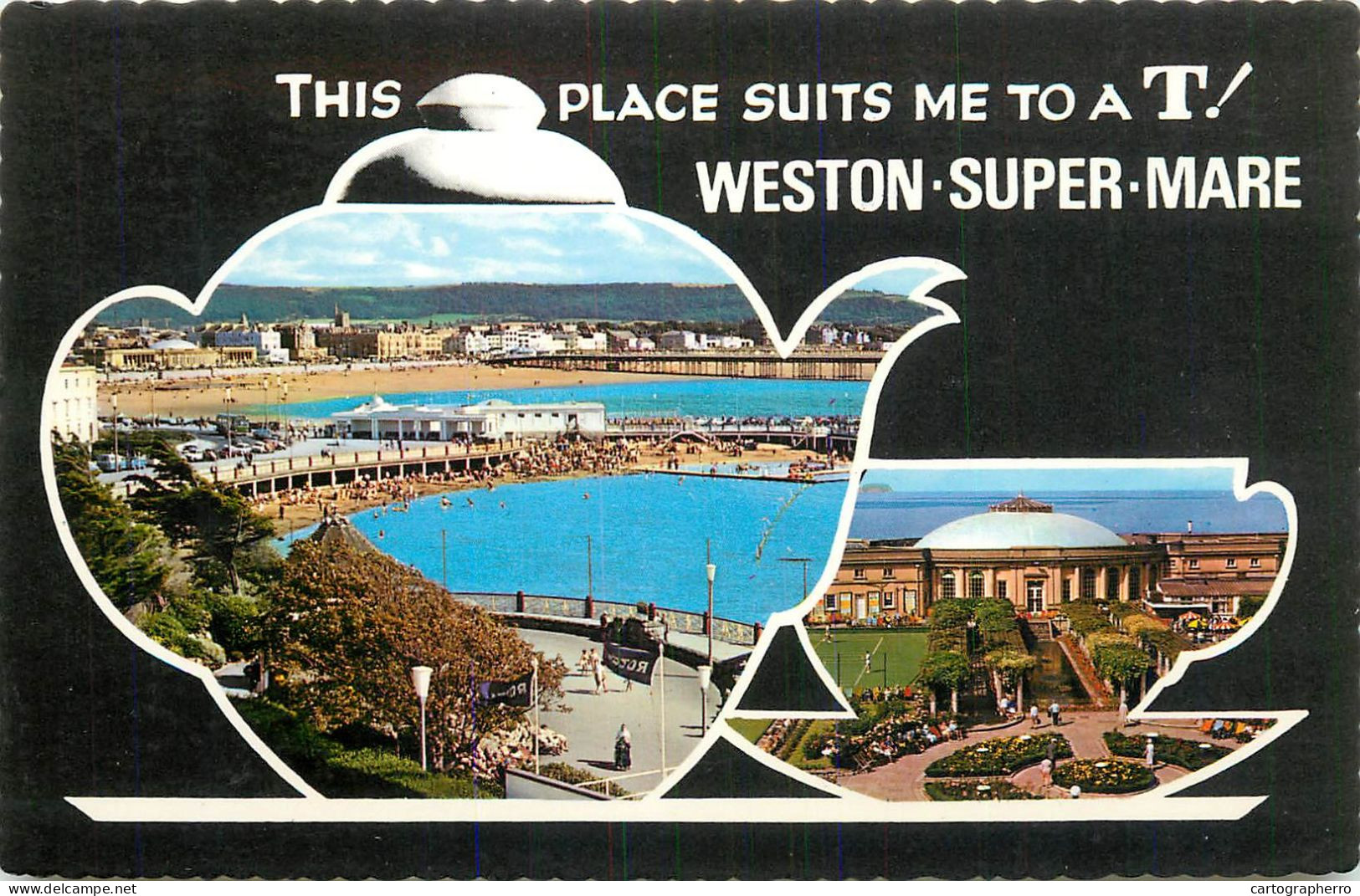 England Souvenir Weston-super-Mare Tea Service Shaped Multi View - Weston-Super-Mare