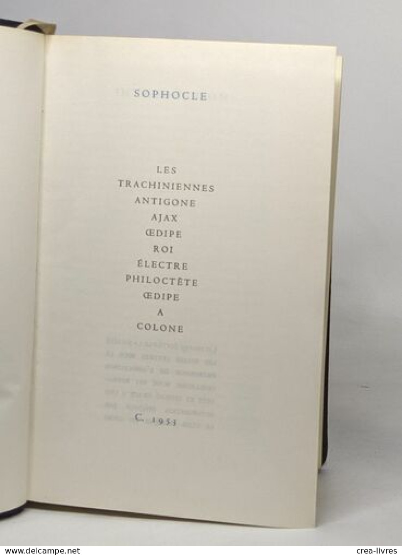 Tragédies De Sophocle - Autores Franceses