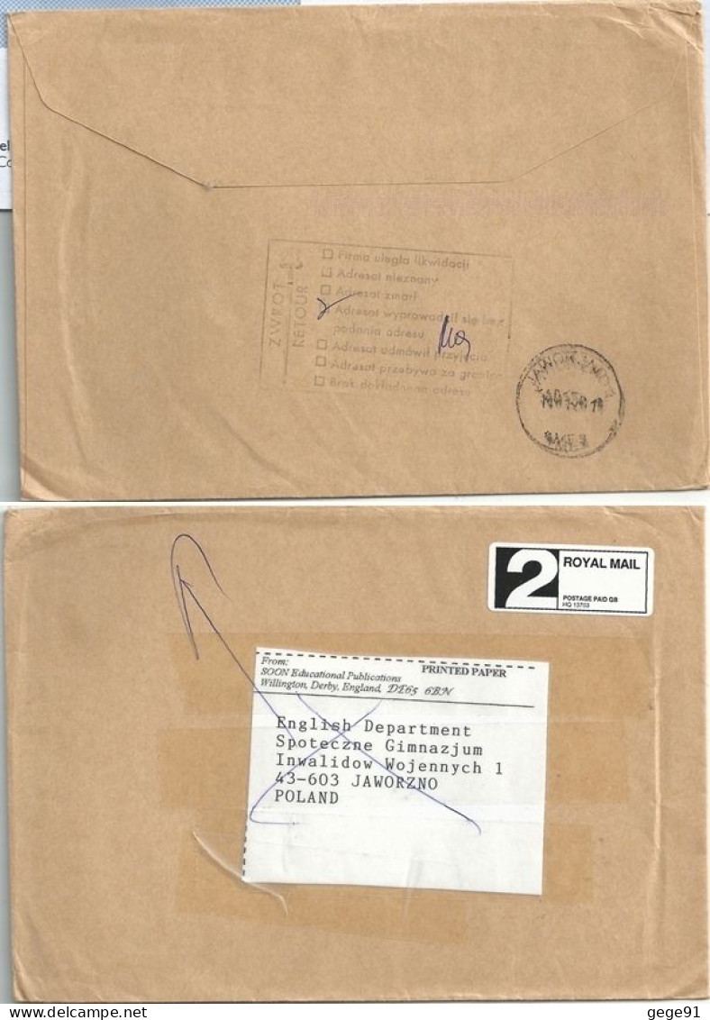 Port Payé - Lettre Pour La Pologne - Retour à L'envoyeur - Lettres & Documents