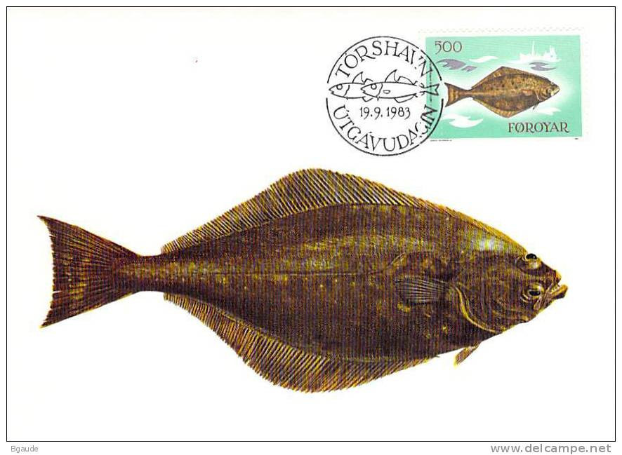 FEROE CARTE MAXIMUM NUM.YVERT 82 FAUNE MARINE POISSON - Färöer Inseln