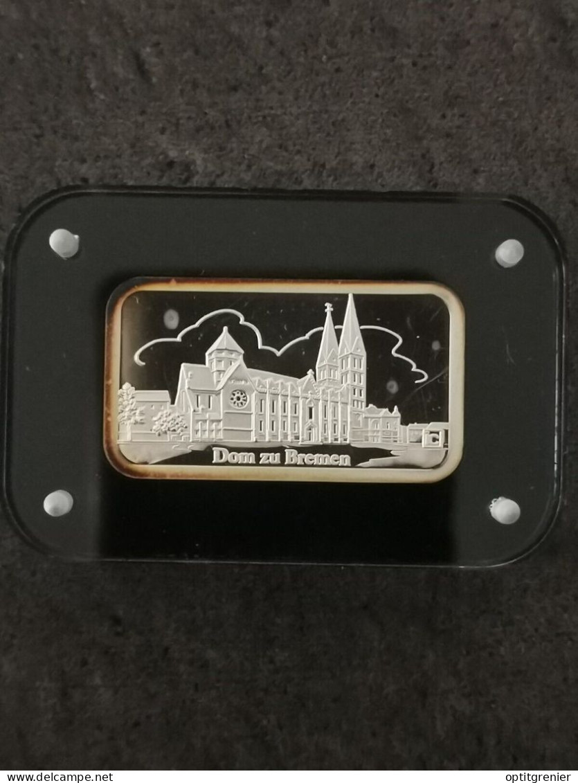 LINGOT ARGENT 999 1/2 ONCE DEGUSSA CATHEDRALE DE BREME ALLEMAGNE / SILVER - Collections