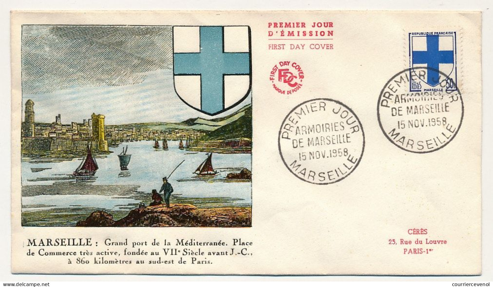 FRANCE - Env. FDC 50c Armoiries De Marseille - Marseille - 15 Novembre 1958 - 1950-1959