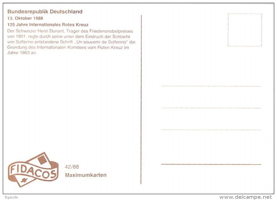 ALLEMAGNE BUND CARTE MAXIMUM NUM.YVER 1219 CROIX ROUGE - Otros & Sin Clasificación