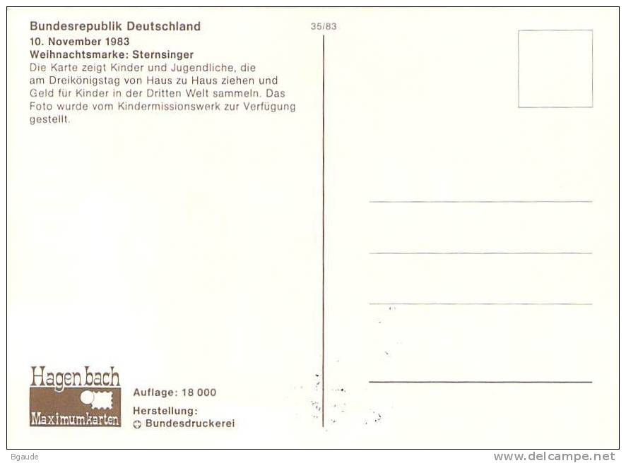 ALLEMAGNE BUND  CARTE MAXIMUM NUM-YVERT 1028 NOEL ROIS MAGE - Otros & Sin Clasificación