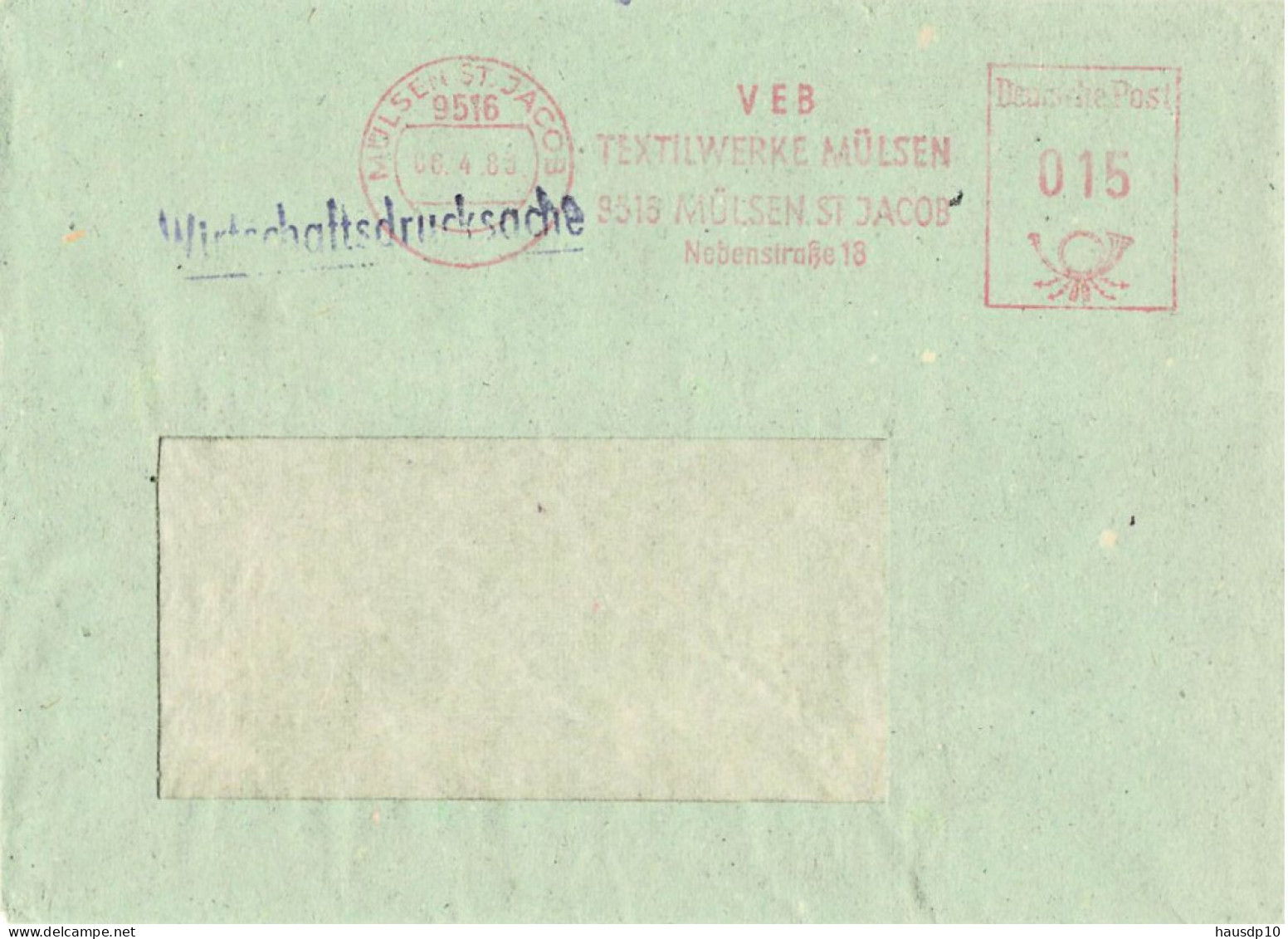 DDR Brief AFS VEB Textilwerke Mülsen - Maschinenstempel (EMA)