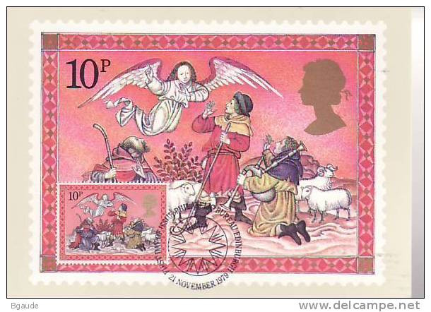 GRANDE BRETAGNE  CARTE MAXIMUM NUM.YVERT 918 NOEL NATIVITE - Cartes PHQ