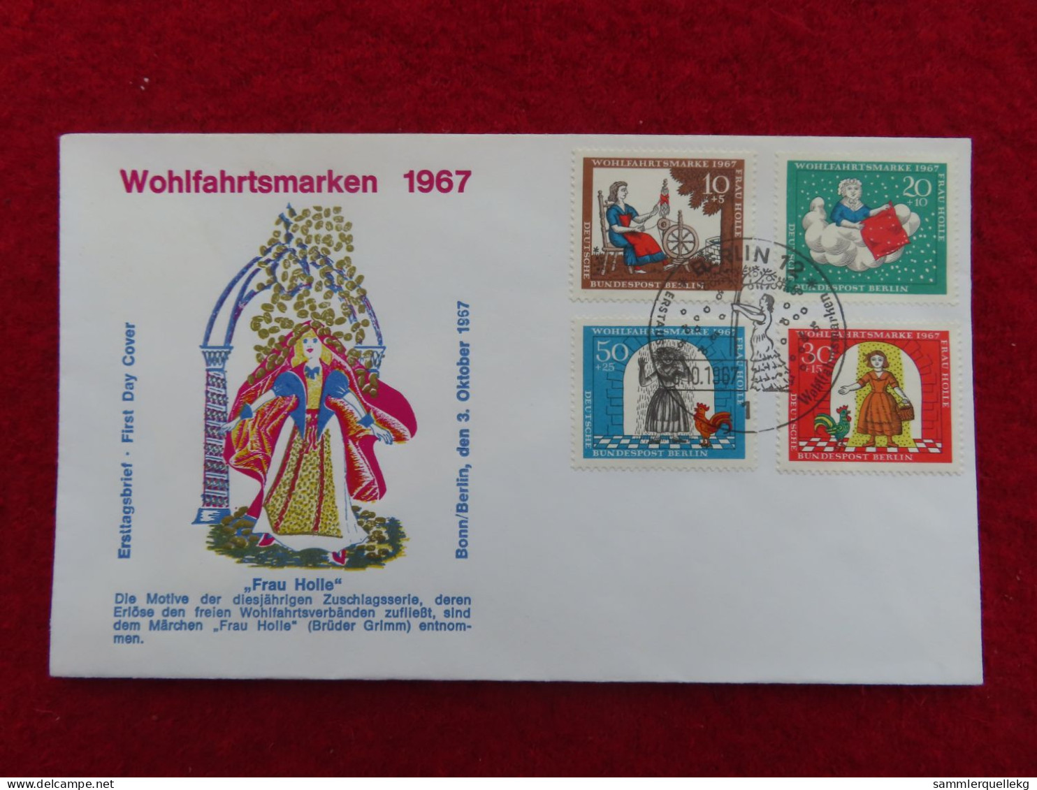 Berlin 310 - 313 Ersttagsbrief 3. 10. 1967, Wohlfahrt - Märchen Der Brüder Grimm - Frau Holle - 1948-1970