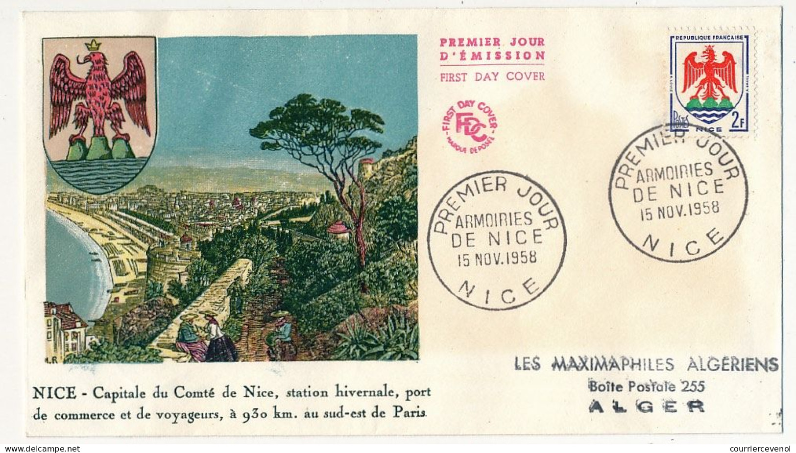 FRANCE - Env. FDC 2f Armoiries De Nice - Nice - 15 Novembre 1958 - 1950-1959