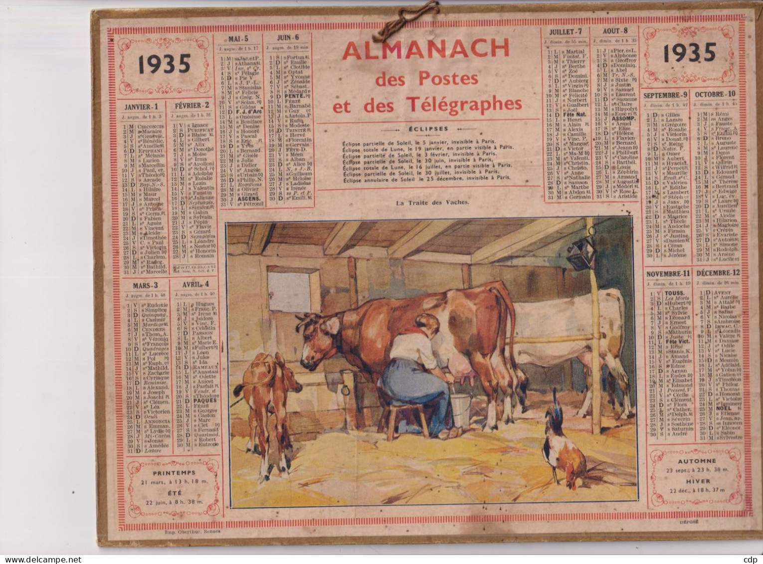 Almanach Des Postes  1935 - Tamaño Grande : 1921-40