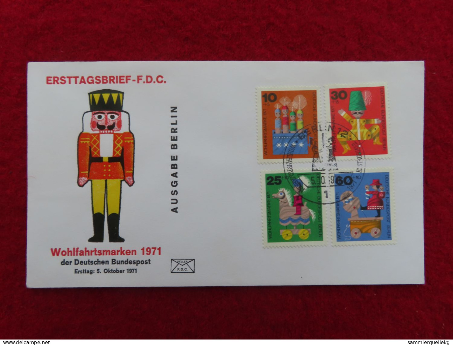 Berlin 412 - 415 Ersttagsbrief 5. 10. 1971, Wohlfahrt - Altes Holzspielzeug - 1971-1980