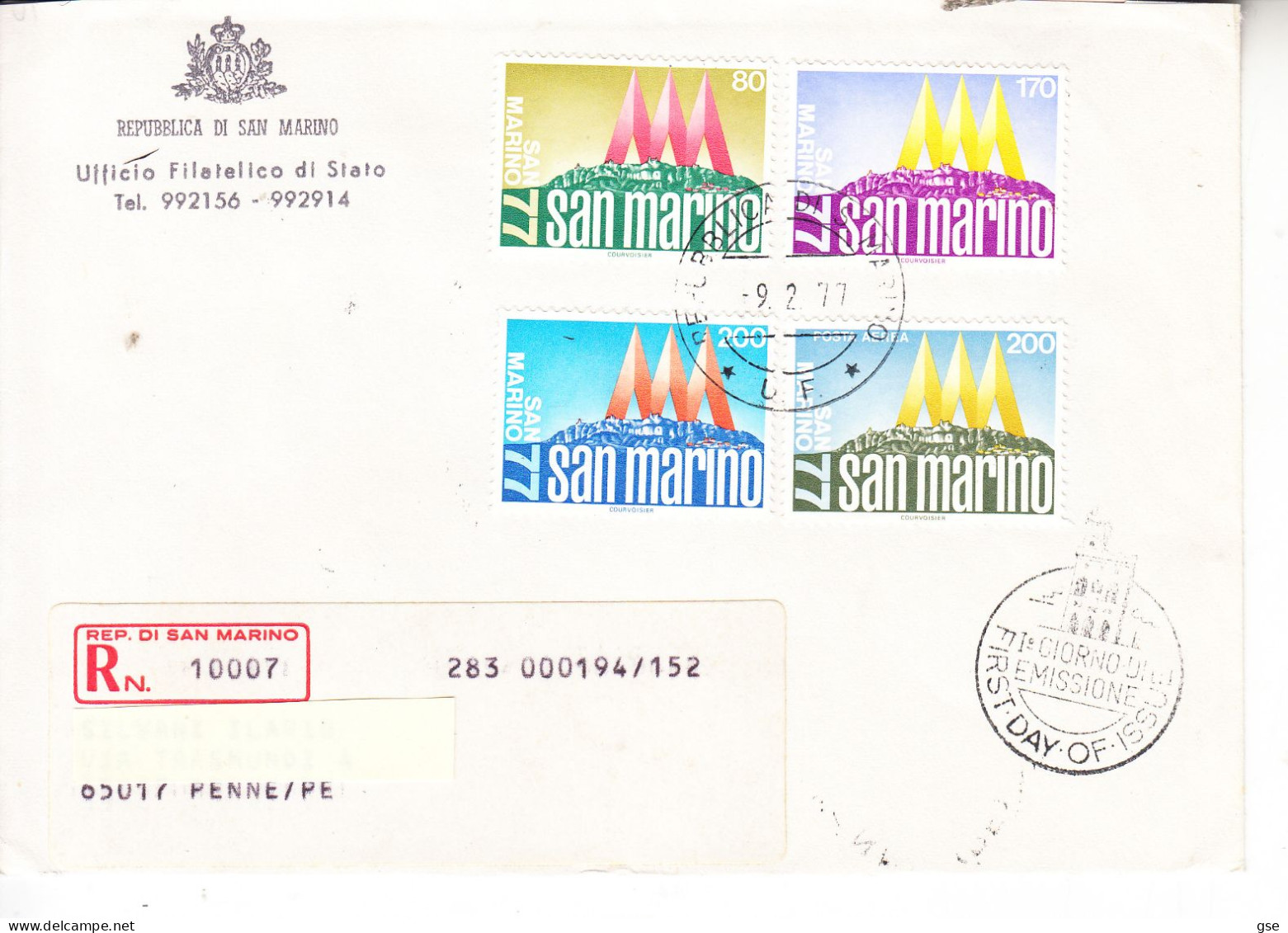 SAN MARINO  1977 -  Sassone  975/7 - Expo - Lettres & Documents