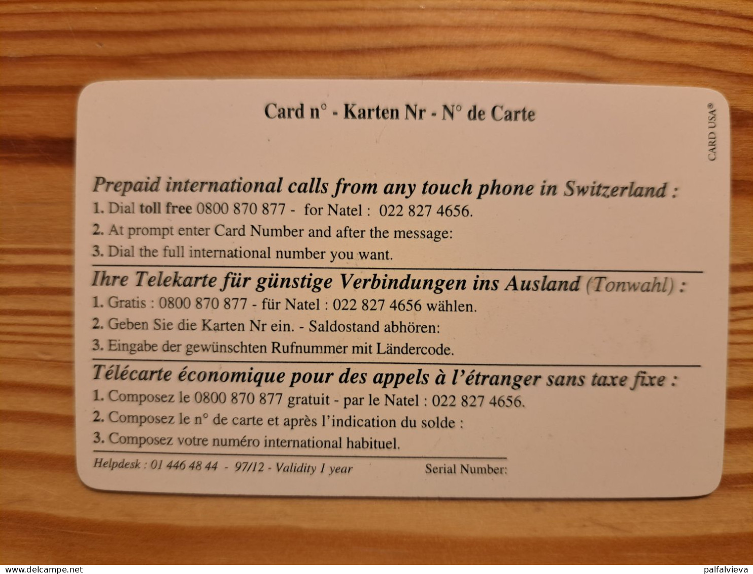 Prepaid Phonecard Switzerland, Teleline - Bus - Switzerland