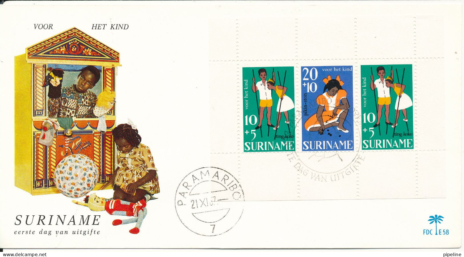 Suriname FDC 21-11-1967 Child Welfare Souvenir Sheet With Cachet - Suriname ... - 1975