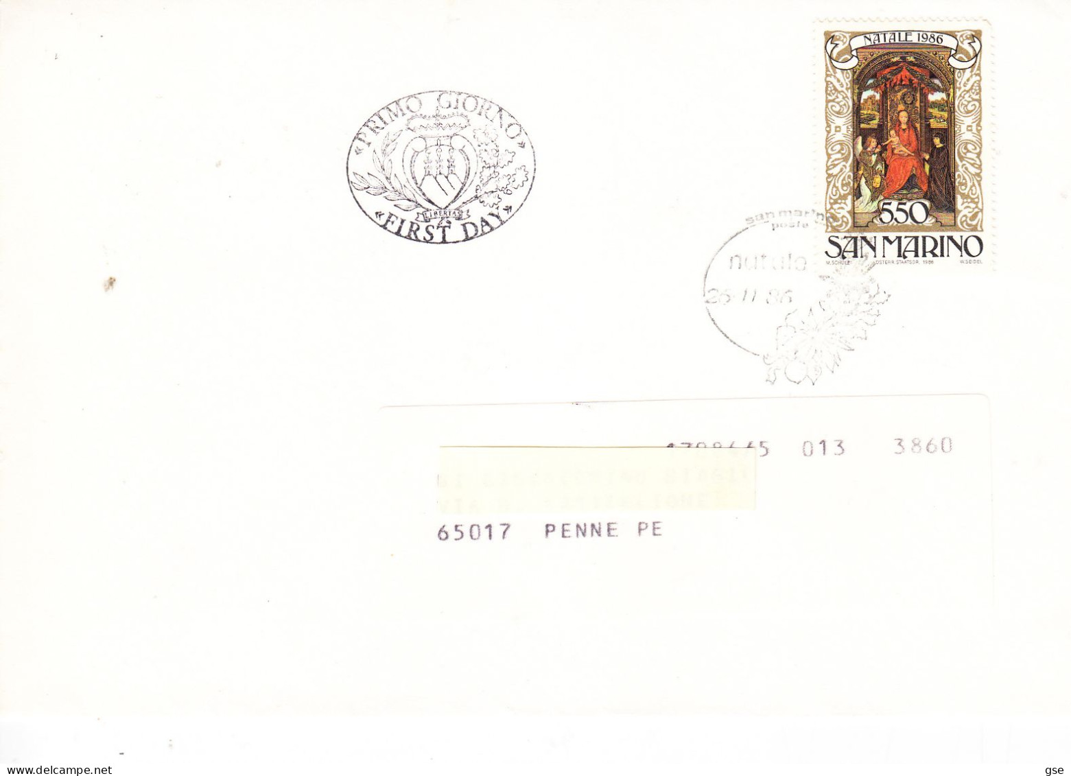 SAN MARINO  1986 -  Sassone Natale - Pittura - Briefe U. Dokumente