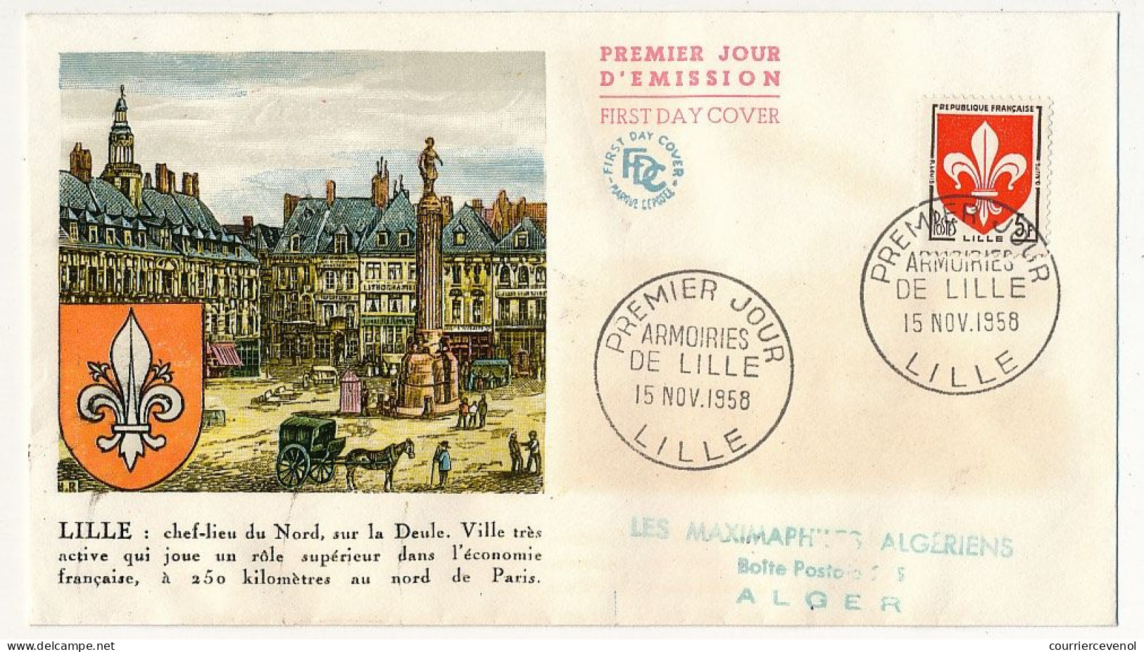 FRANCE - Env. FDC 5F Armoiries De Lille - Lille - 15 Nov 1958 - 1950-1959
