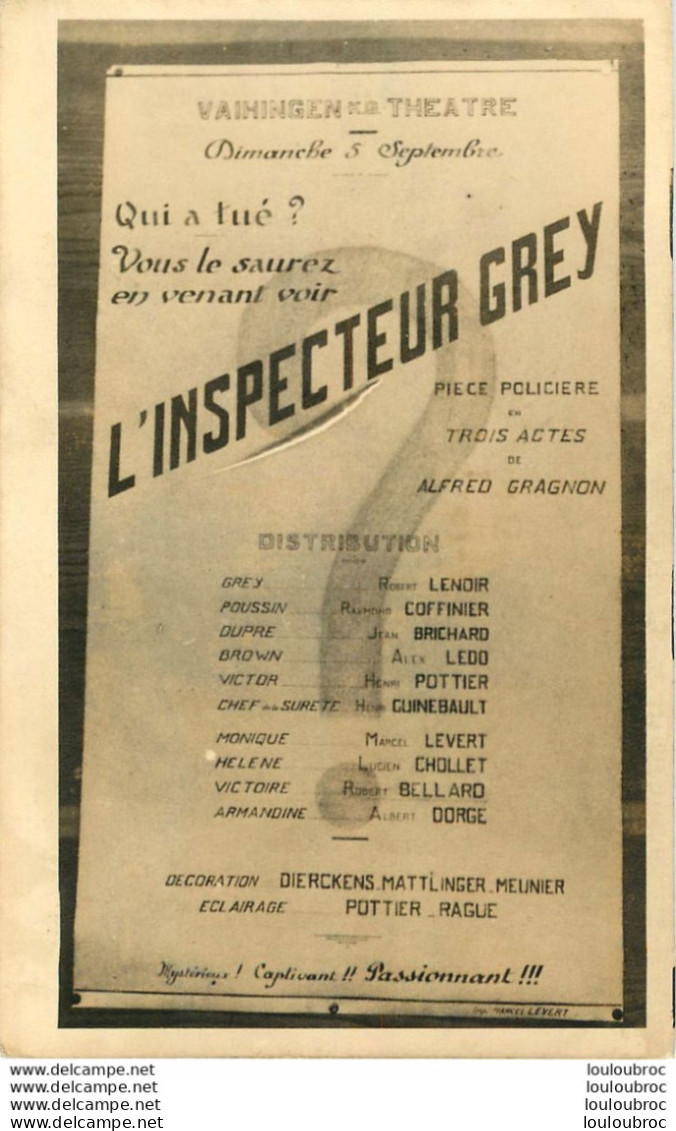 CAMP DE VAIHINGEN K.G. THEATRE CAMP DE PRISONNIERS PIECE JOUEE PAR DES PRISONNIERS LE SECOND SCAN N'EST PAS FOURNI N°17 - Guerre 1939-45